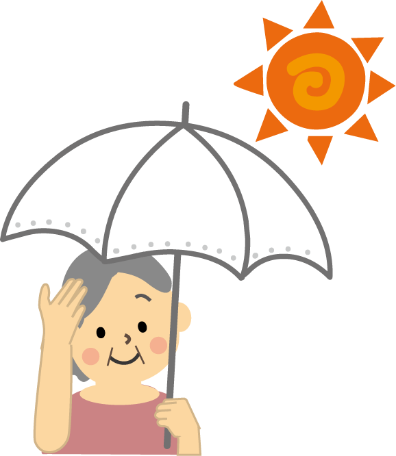 日傘で直射日光を避けるイラスト